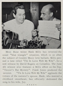 1968 Print Moss Rose Songwriter Hank Mills David Rogers ORIGINAL HISTORIC CML