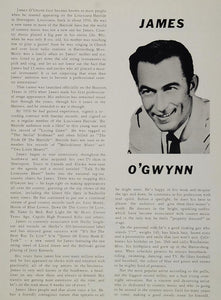 1968 Article James O'Gwynn Country Music Singer Bio - ORIGINAL CML