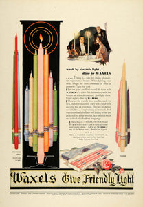 1930 Ad Waxels Vassar Princess Mayfair Wax Candles Candlesticks Will Baumer COL2