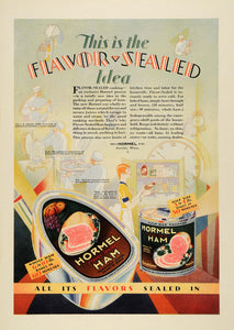 1929 Ad George Hormel Flavor Sealed Ham Meat Canned Tins Austin Minnesota COL2