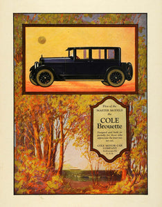 1923 Ad Antique Cole Brouette Automobile Fall Autumn Landscape Indianapolis COL2