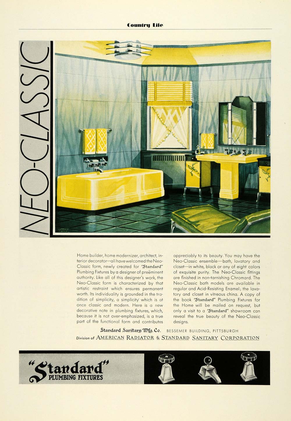 1931 Ad Standard Sanitary Bathroom Plumbing Fixtures Home Improvement