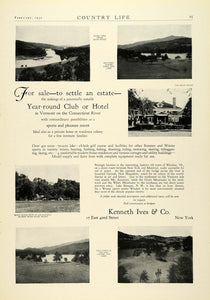 1930 Ad Kenneth Ives Club Hotel Real Estate Vermont Connecticut River COL2