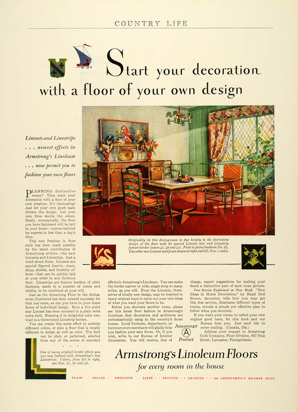 1930 Ad Armstrong Linoleum Floor Home Improvement Flooring Interior COL2