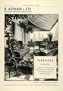 1930 Ad B. Altman Sun Room Solarium Wicker Furniture Furnishings Home Decor COL2