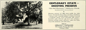 1931 Ad Live Oak Plantation Shooting Hunting Preserve Tallahassee H COL2