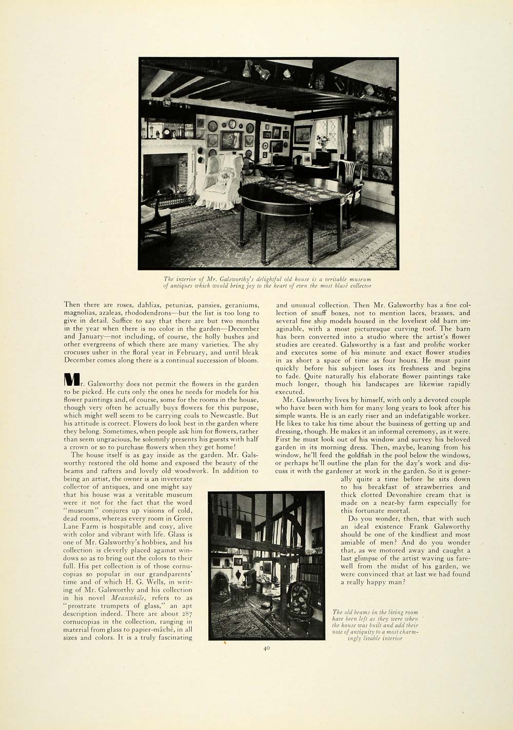 1930 Article Artist Frank Galsworthy Green Lane Farm Home Estate Surrey COL2