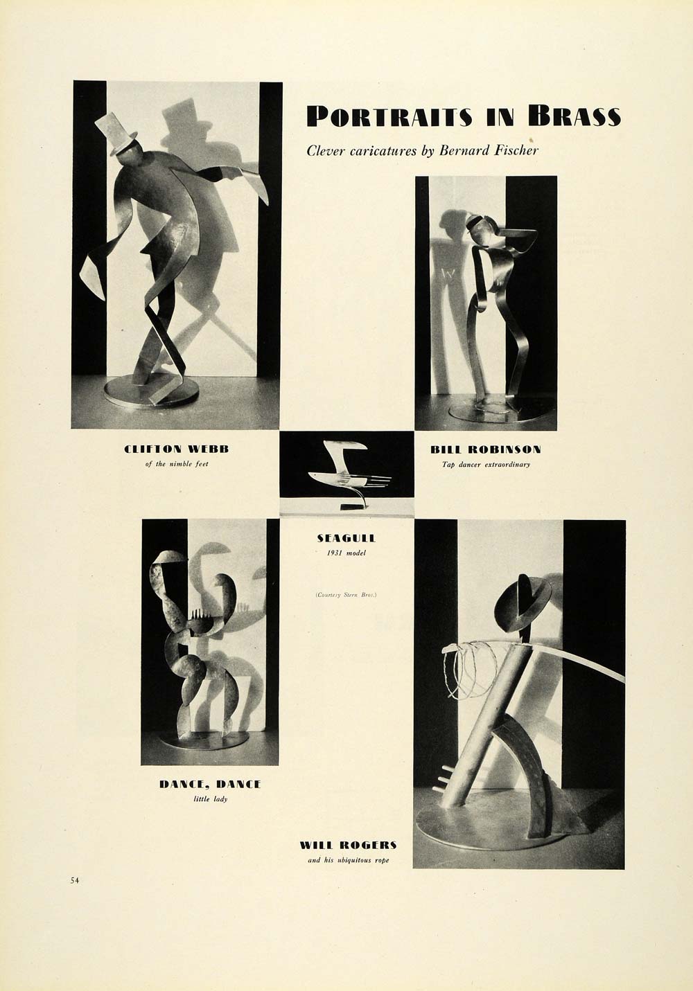 1931 Print Celebrity Brass Dance Figurine Portraits Clifton Webb Bill COL2