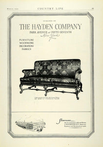 1929 Ad New York Hayden Furniture Home Decor Fabrics 18th Century Walnut COL2
