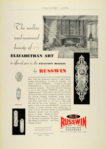 1930 Ad Russell Erwin Russwin Elizabethan Home Door Handle Decor Knobs COL2