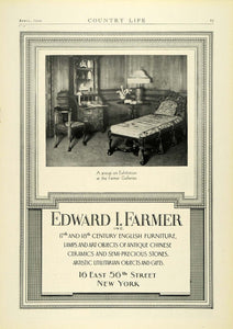 1929 Ad Edward I. Farmer Period English Furniture Antique Chinese Ceramics COL2