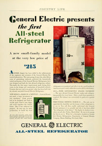 1929 Ad General Electric Steel Refrigerator Kitchen Household Appliance COL2