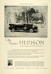 1929 Ad Antique Hudson Super Six Convertible Horsepower MPH Charles Barker COL2
