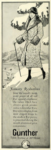 1922 Ad Gunther Fur Fashion Coat Wraps Snow Skiing Winter Recreation COL2