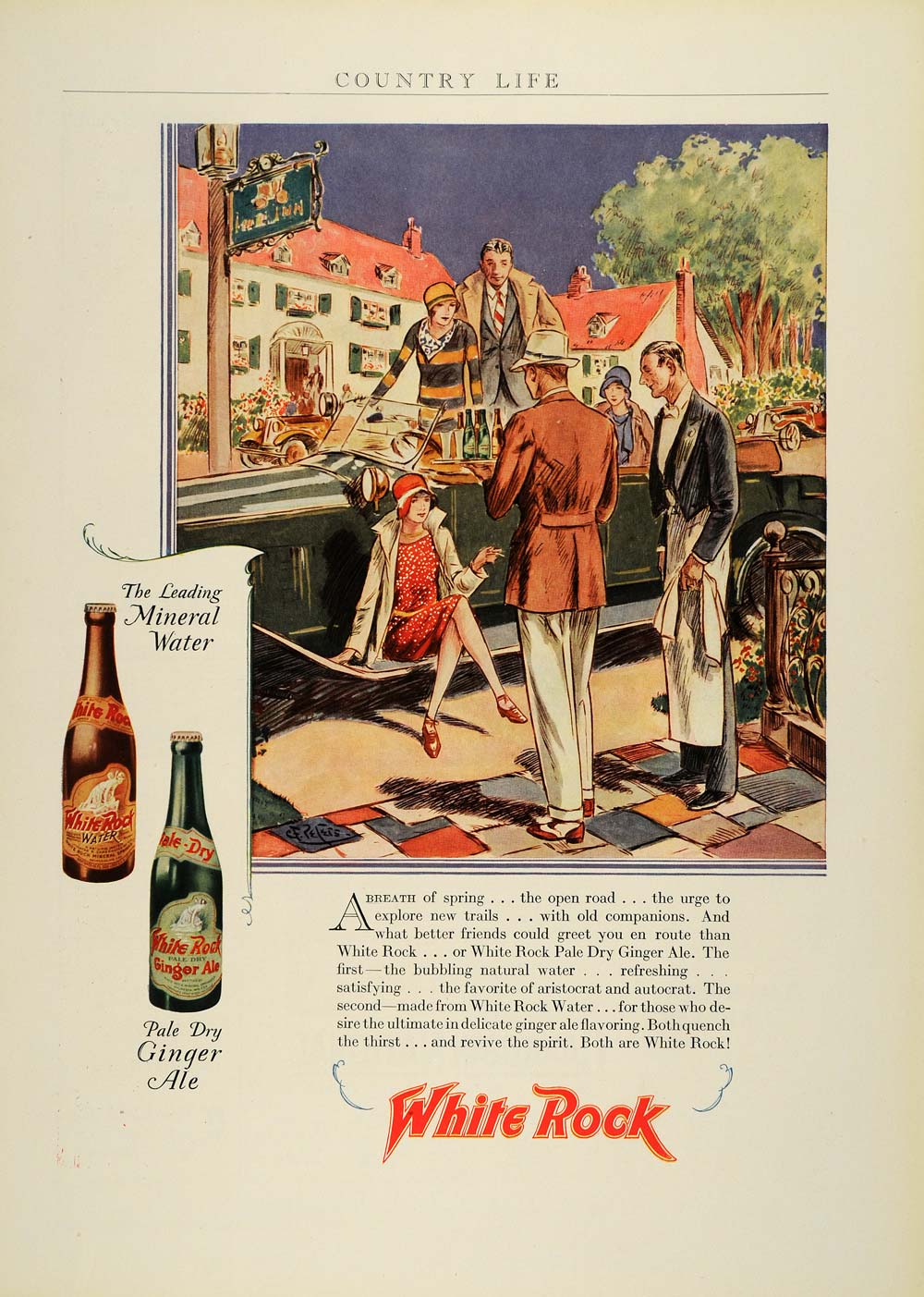 1931 Ad White Rock Pale Dry Ginger Ale Water Soda Drink Art Deco Vintage COL2