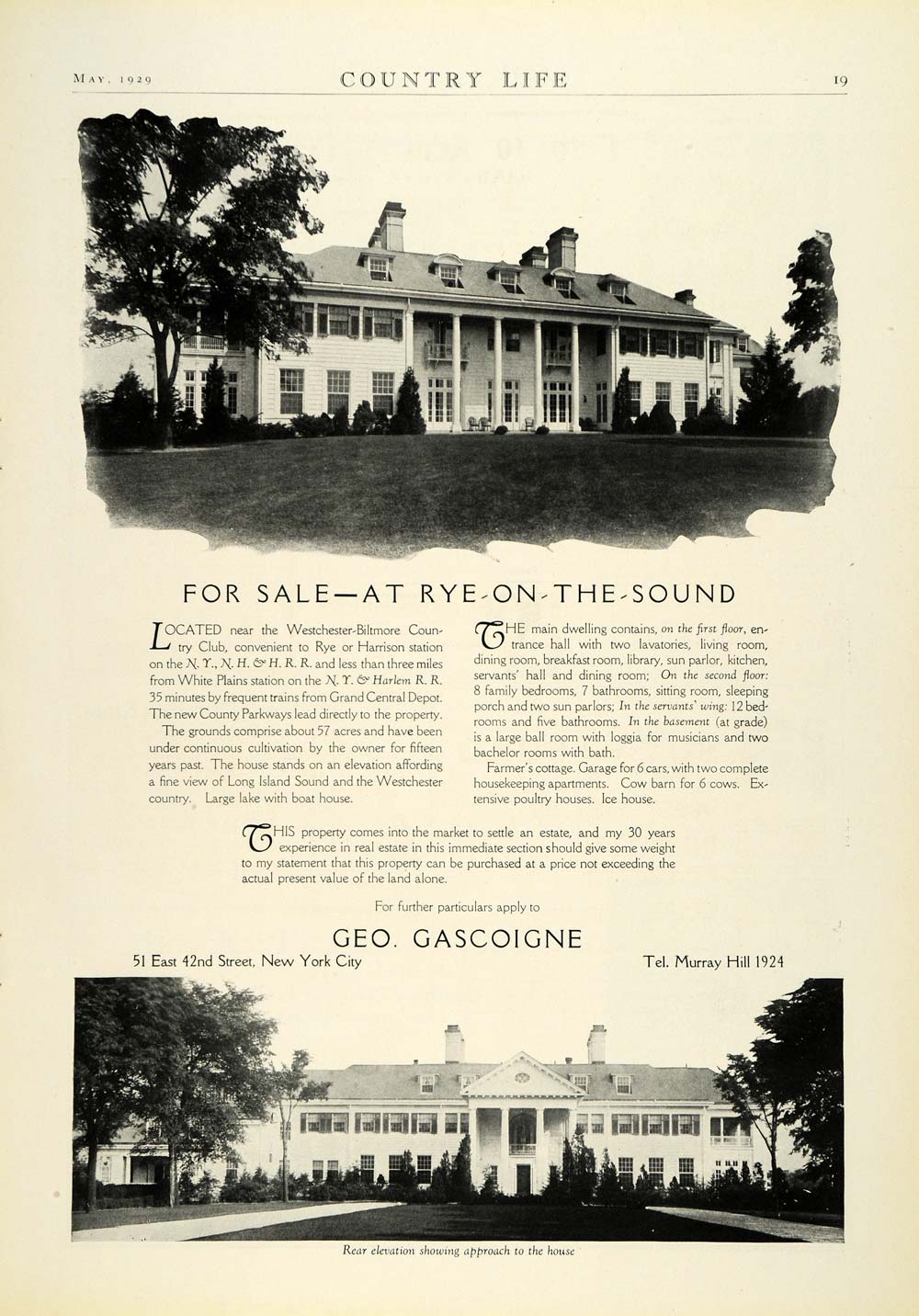 1929 Ad Geo. Gascoigne Westchester-Biltmore County Club New York House COL2