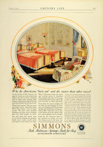 1925 Ad Simmons Bedroom Furniture Beds Matress Springs Home Interior Decor COL2