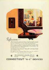 1925 Ad Connecticut Electric Bakelite Wiring Outlet Switches Mirror F COL2