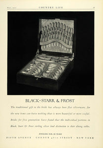 1925 Ad Black Starr Frost Fifth Avenue New York Flat Silverware Dining COL2
