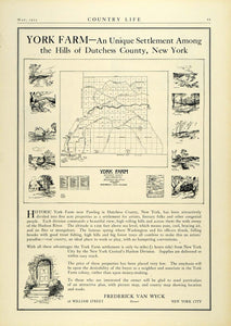 1925 Ad Frederick Van Wyck New York Farm Dutchess County Hills New York Map COL2