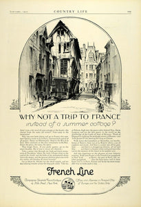 1925 Ad French Line Compagnie Generale Transtlantique France Street COL2