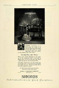 1925 Ad Simonds Elgin Co Syracuse Upholstered Occasional Chair Furniture COL2