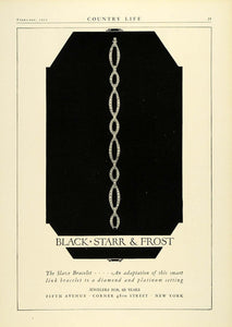 1925 Ad Black Starr & Frost Slave Bracelet Fifth Avenue 48th Street New COL2