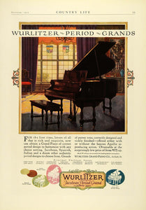 1925 Ad Wurlitzer Piano Jacobean Period Musical Instrument Antique Louis COL2