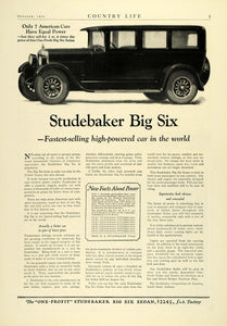 1925 Ad Studebaker Six Car Sedan Automobile Vehicle Transportation Pricing COL3