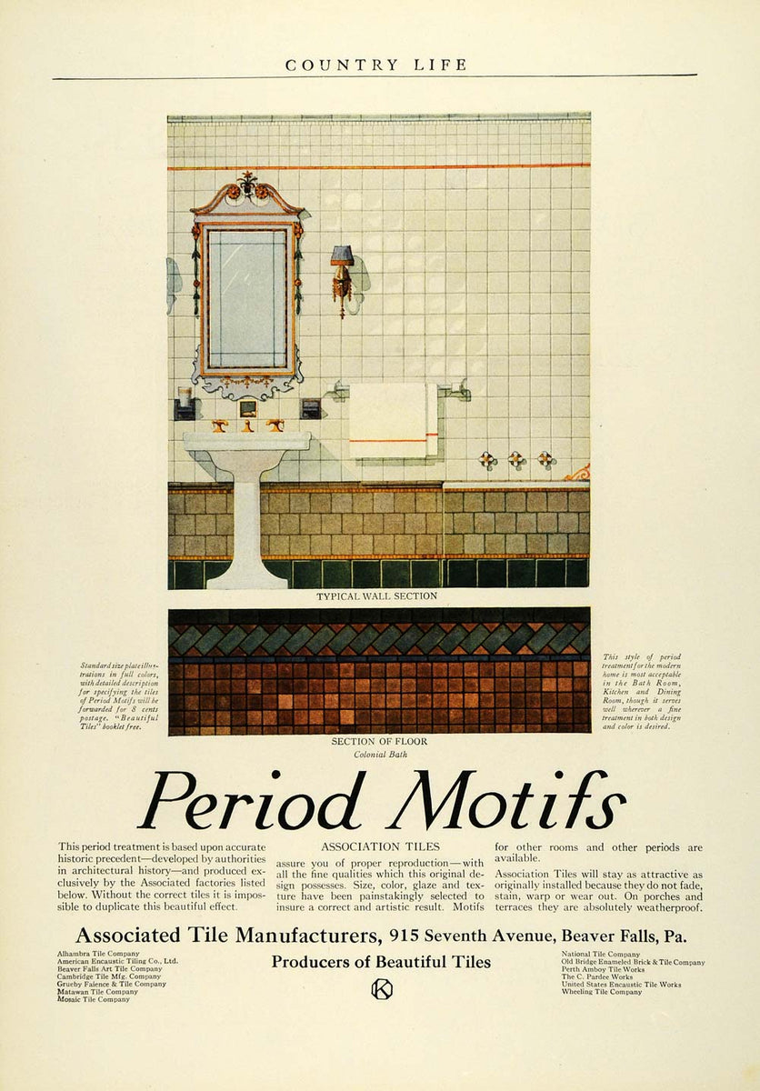 1925 Ad Period Tile Motif Interior Decoration Bathroom Home Improvemen ...
