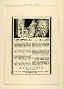 1927 Ad Marcus Jewelers Wedding Bride Bridal Jewelry Engagement Ring Nude COL3