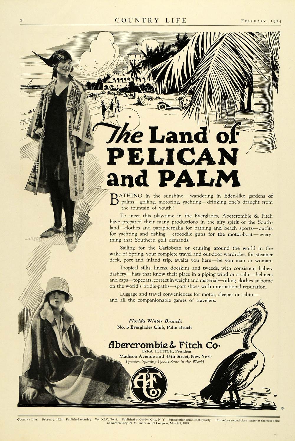 1924 Ad Abercrombie Fitch Sportswear Palm Beach Florida Resort Fashion COL3
