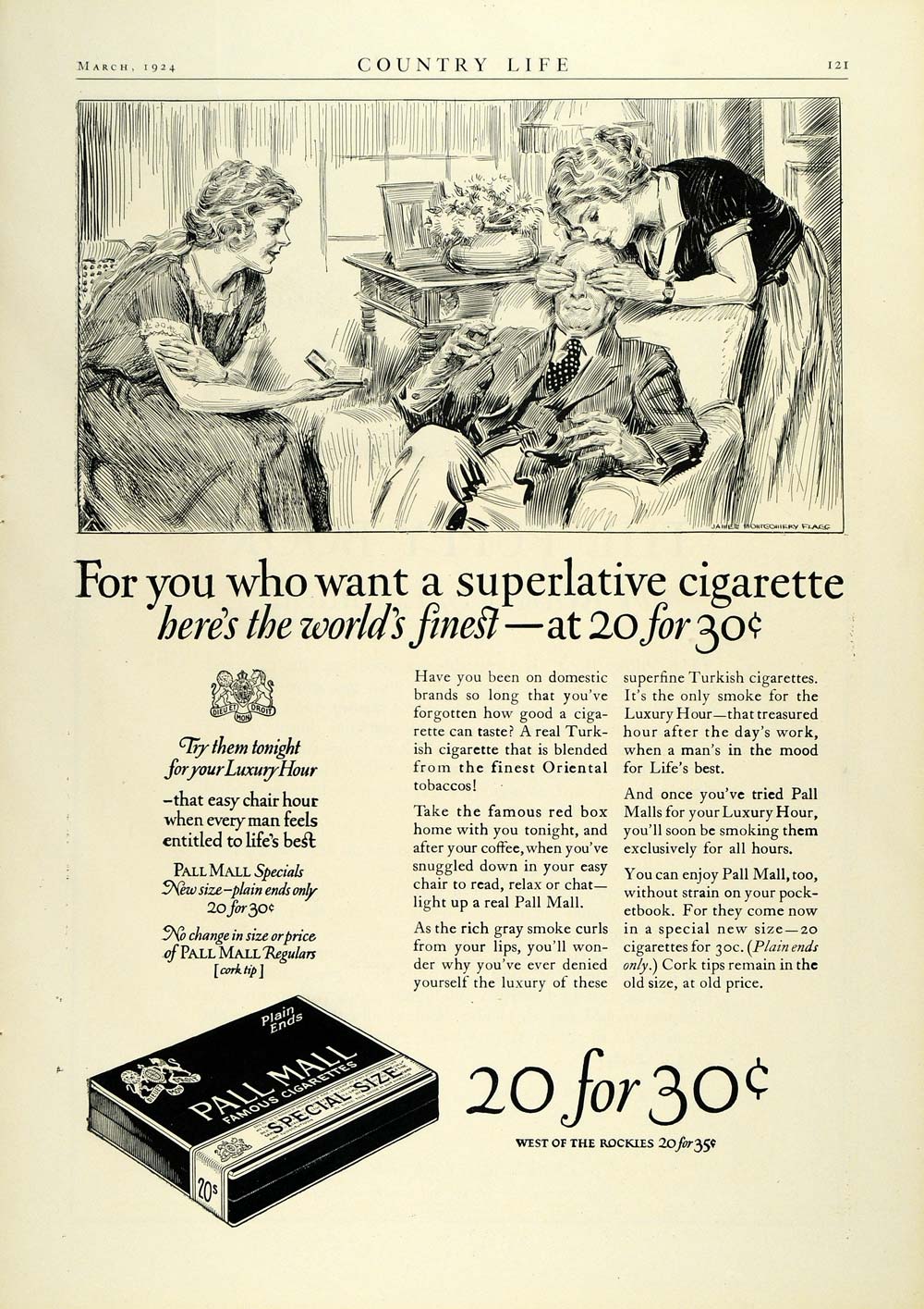 1924 Ad Pall Mall Turkish Cigarettes Oriental Tobacco Fathers Day Gift COL3