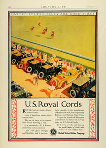 1924 Ad United States Rubber Royal Cord Tires Antique Cars Horse Polo COL3