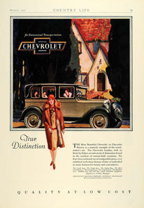 1927 Ad Enclosed Antique Chevrolet Landau Automobile Fisher Body Woman COL3