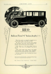 1924 Ad Antique Enclosed Reo Balloon Tired 6 Sedan Automobile Car Features COL3