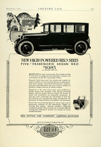 1923 Ad Antique Enclosed Reo Six Sedan American Motor Car Specifications COL3