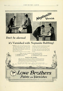 1923 Ad Lowe Paint Neptunite Rubbing Varnish Furniture Woodwork Household COL3