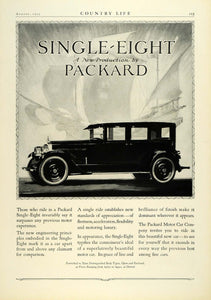 1923 Ad Enclosed Antique Packard Single Eight Sedan Automobile American COL3