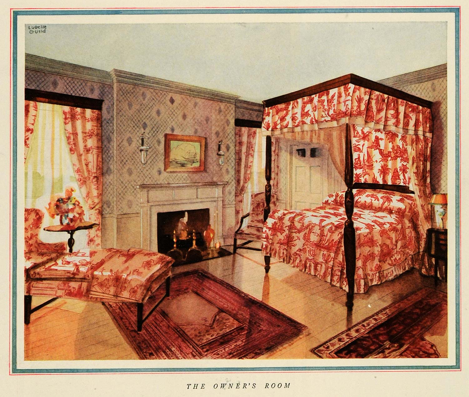 1927 Print Moors End Owners Master Bedroom Nantucket Interior Decoration COL3