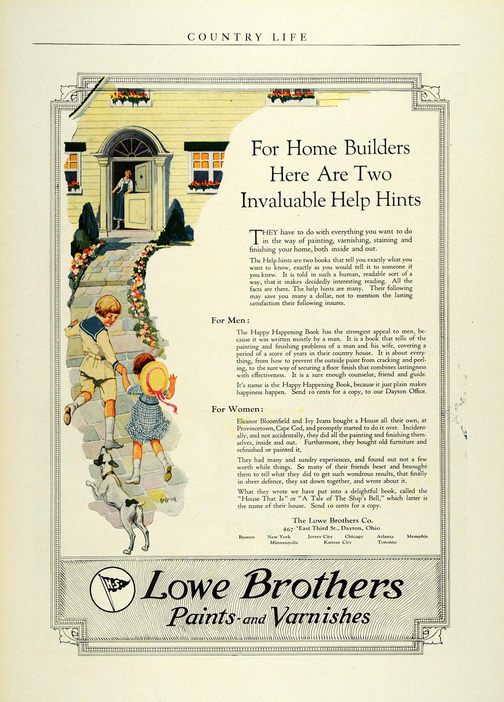 1922 Ad Lowe Brothers Paint Varnishes Dayton Ohio Home Improvement Children COL3