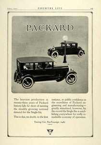 1923 Ad Packard Touring Car Five Passenger Automobile Single Six Vintage COL3