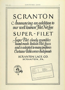 1922 Ad Scranton Super Filet Italian Laces Curtain Tables Cover Bedspreads COL3