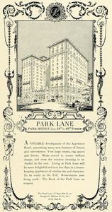 1923 Ad Park Lane Luxury Apartment Hotel Lodging New York Douglas L COL3