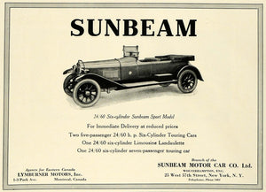 1923 Ad Antique Sunbeam V6 Convertible Sports Car Model Imported COL3