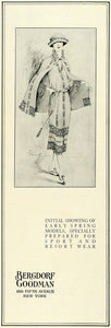 1922 Ad Bergdorf Goodman Retail Store Womens Fashion Clothing Resort COL3