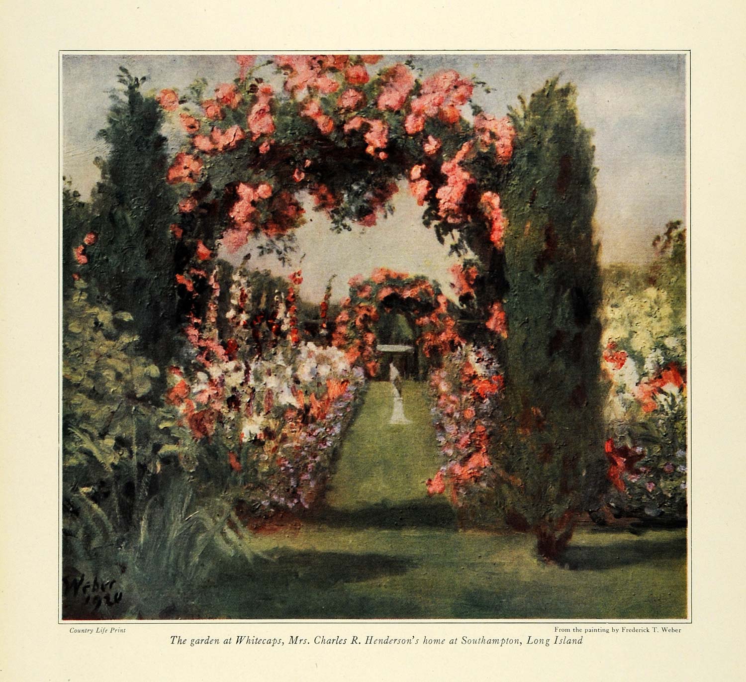 1922 Print Mrs. Charles R. Henderson Rose Arbor Garden Southampton Long COL3