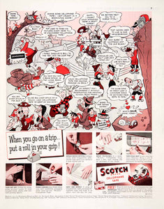 1950 Ad Scotch Brand Cellophane Tape 3M St Paul Minnesota Mining Comic COLL1