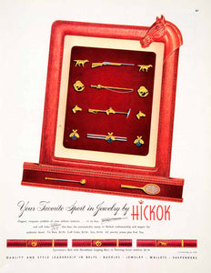 1950 Ad Hickok Mens Jewelry Sport Tie Bar Cuff Link Belt Hunting Fishing COLL1