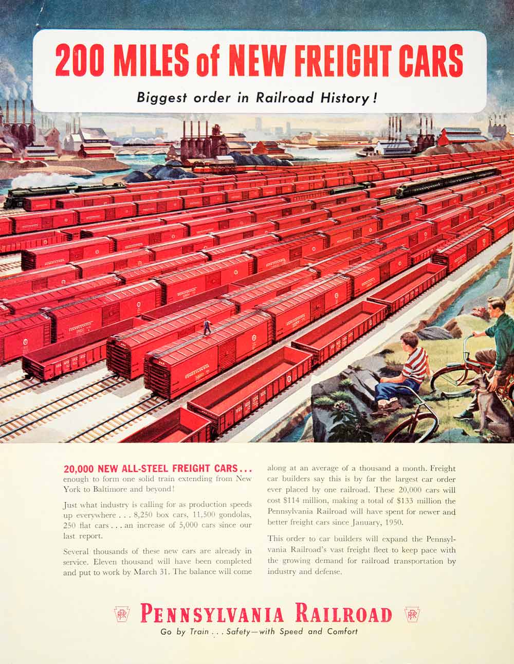 1950 Ad Pennsylvania Railroad Steel Freight Cars New York Baltimore Train COLL1